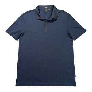 Hugo Boss Plummer SS Polo Shirt Men's Large Slim Fit Mercerised Navy Blue